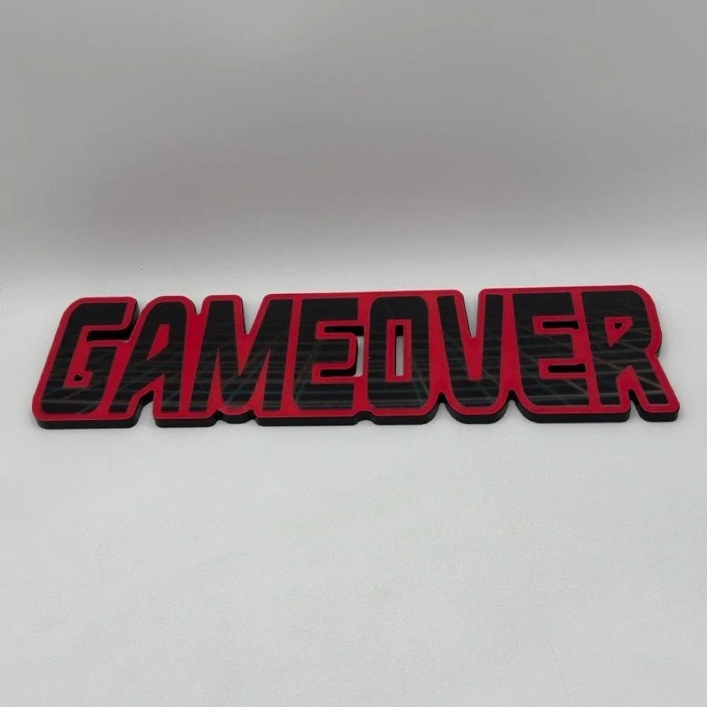 GAMEOVER Lenticular Wood‎ Wall Shelf Sitter Wood Holographic Overlay